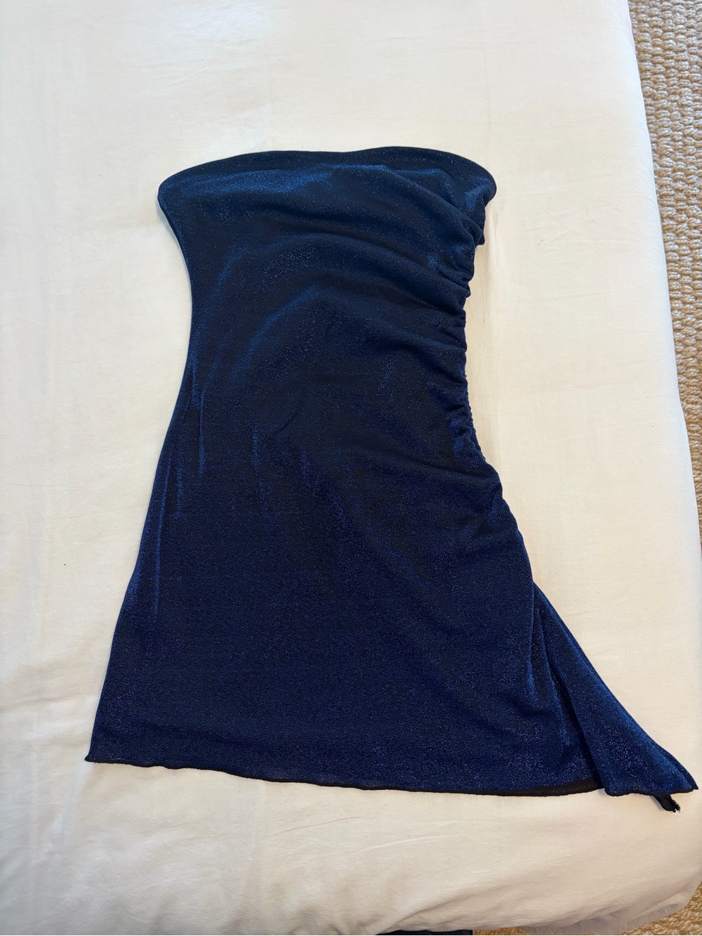 Princess Polly Navy Strapless Shimmer Mini Dress